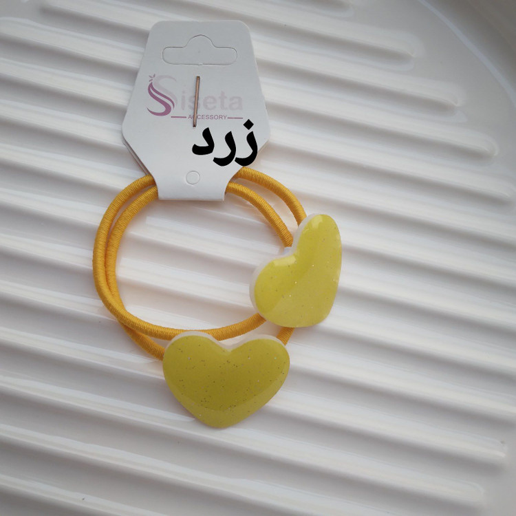 کش مو رزینی قلبی اکلیلی رنگی جفتی