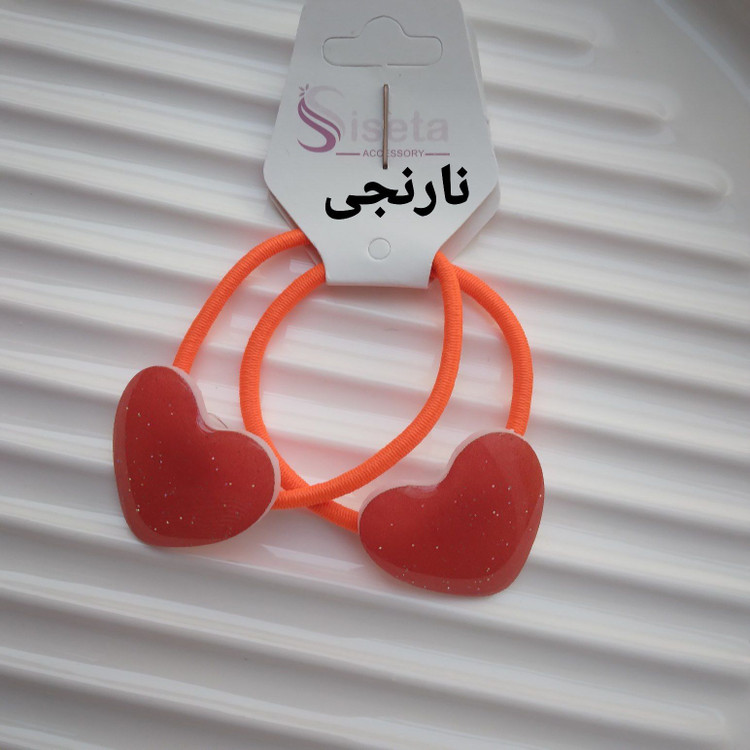 کش مو رزینی قلبی اکلیلی رنگی جفتی