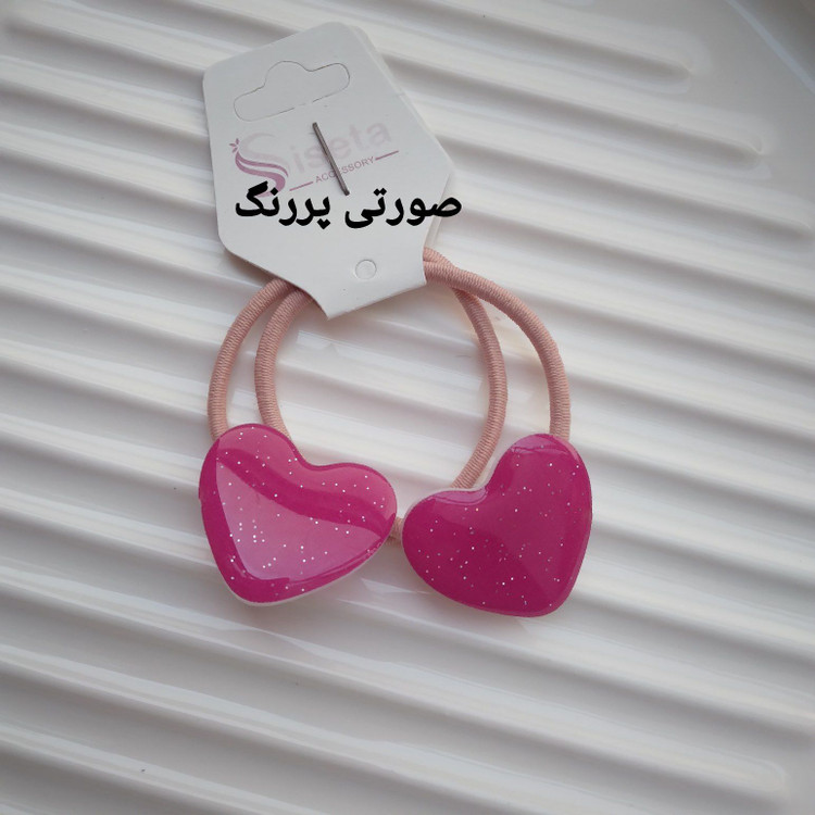 کش مو رزینی قلبی اکلیلی رنگی جفتی